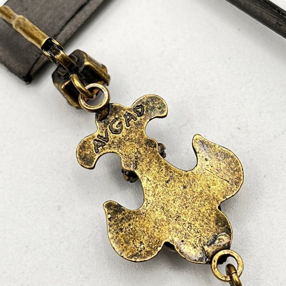 Signed AVGAD ISRAEL Victorian Revival Crystal Pearl Pierced Earrings 3" - Picture 7 of 9